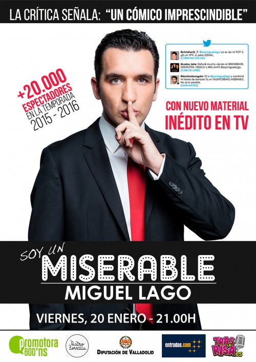 Cartel SOY UN MISERABLE en el Ciclo de Comedia Valladolid